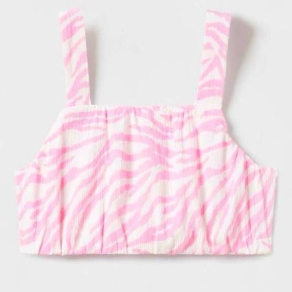 ⚜️ 2/$10 - NWT - Zara Girls Textured Pink/White Zebra Print Tank - Size 13/14 - Picture 2 of 3